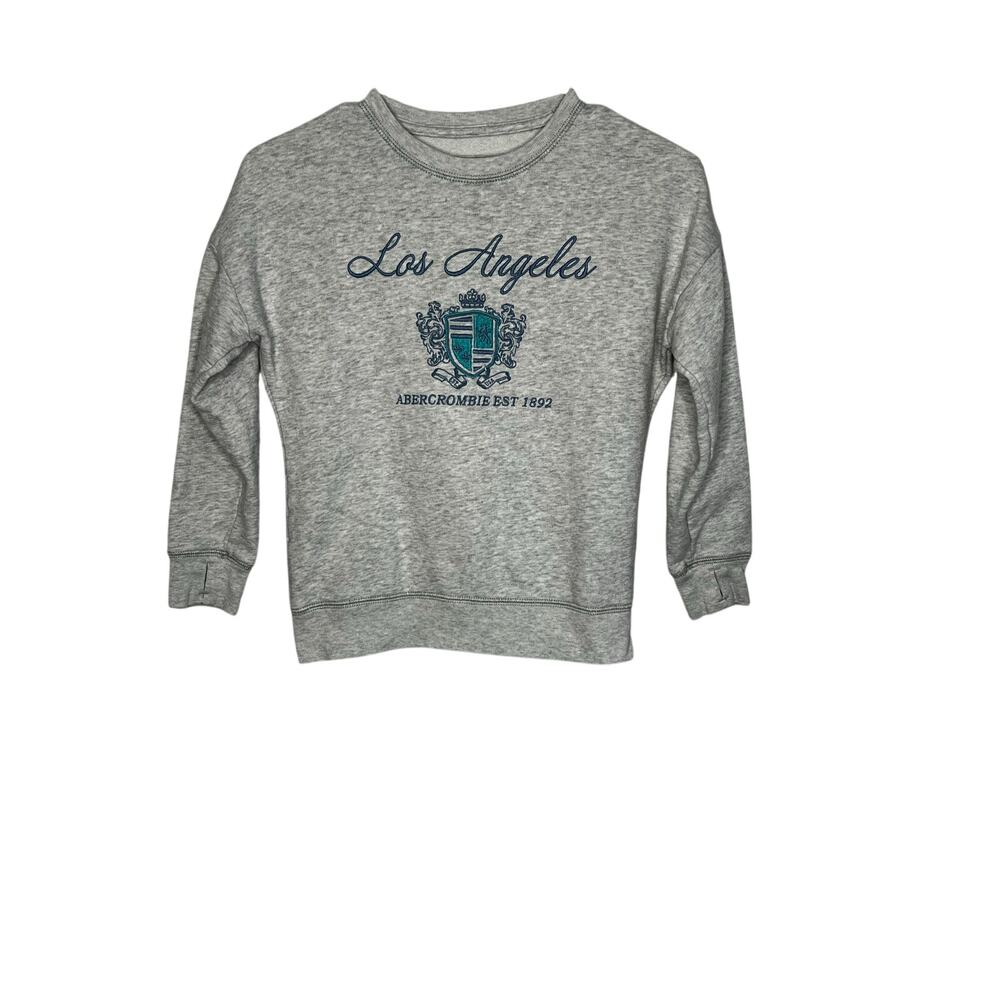 Abercrombie kids heather gray embroidered drop shoulder sweatshirt Size 7/8